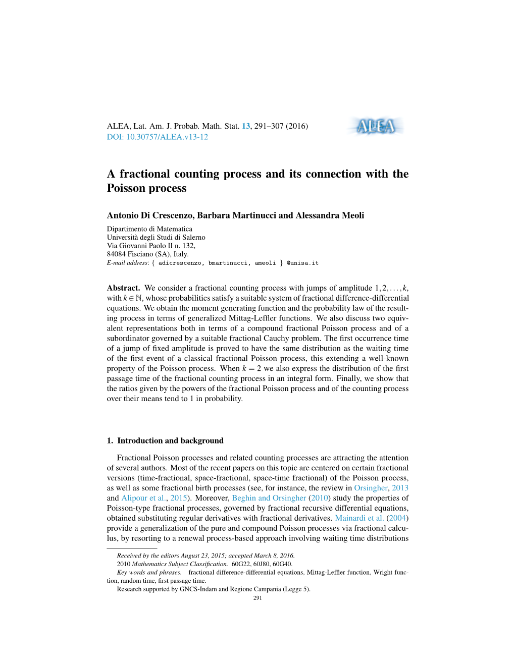A Fractional Counting Process and Its Connection with the Poisson Process