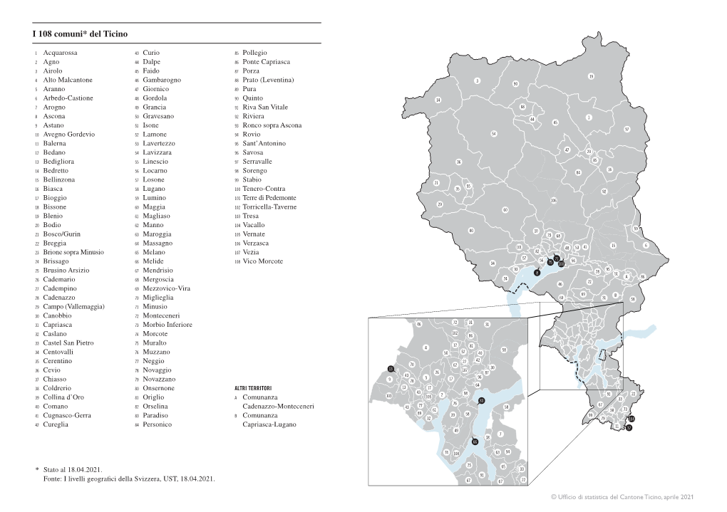 I 108 Comuni* Del Ticino