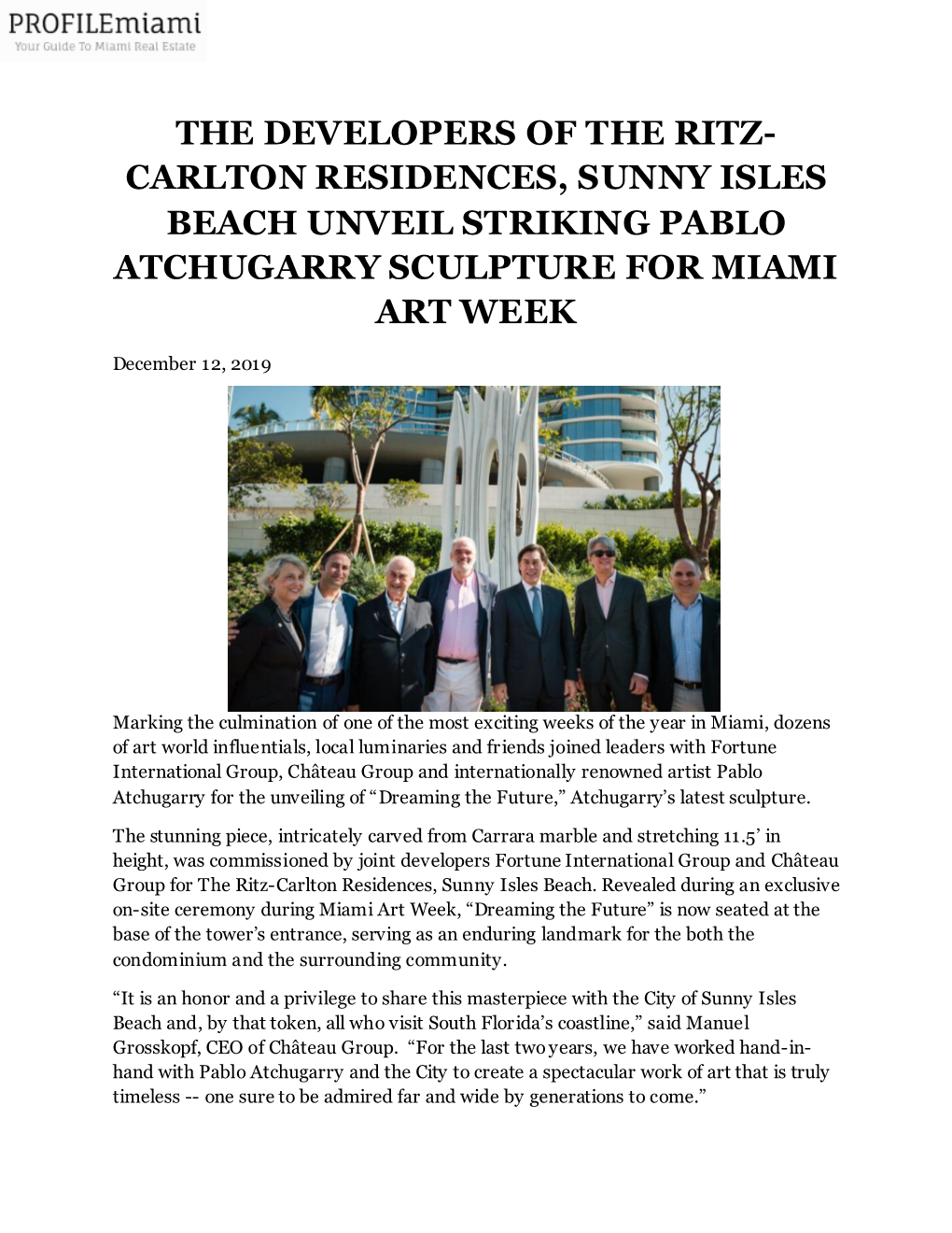 The Developers of the Ritz Carlton Residences, Sunny Isles Beach
