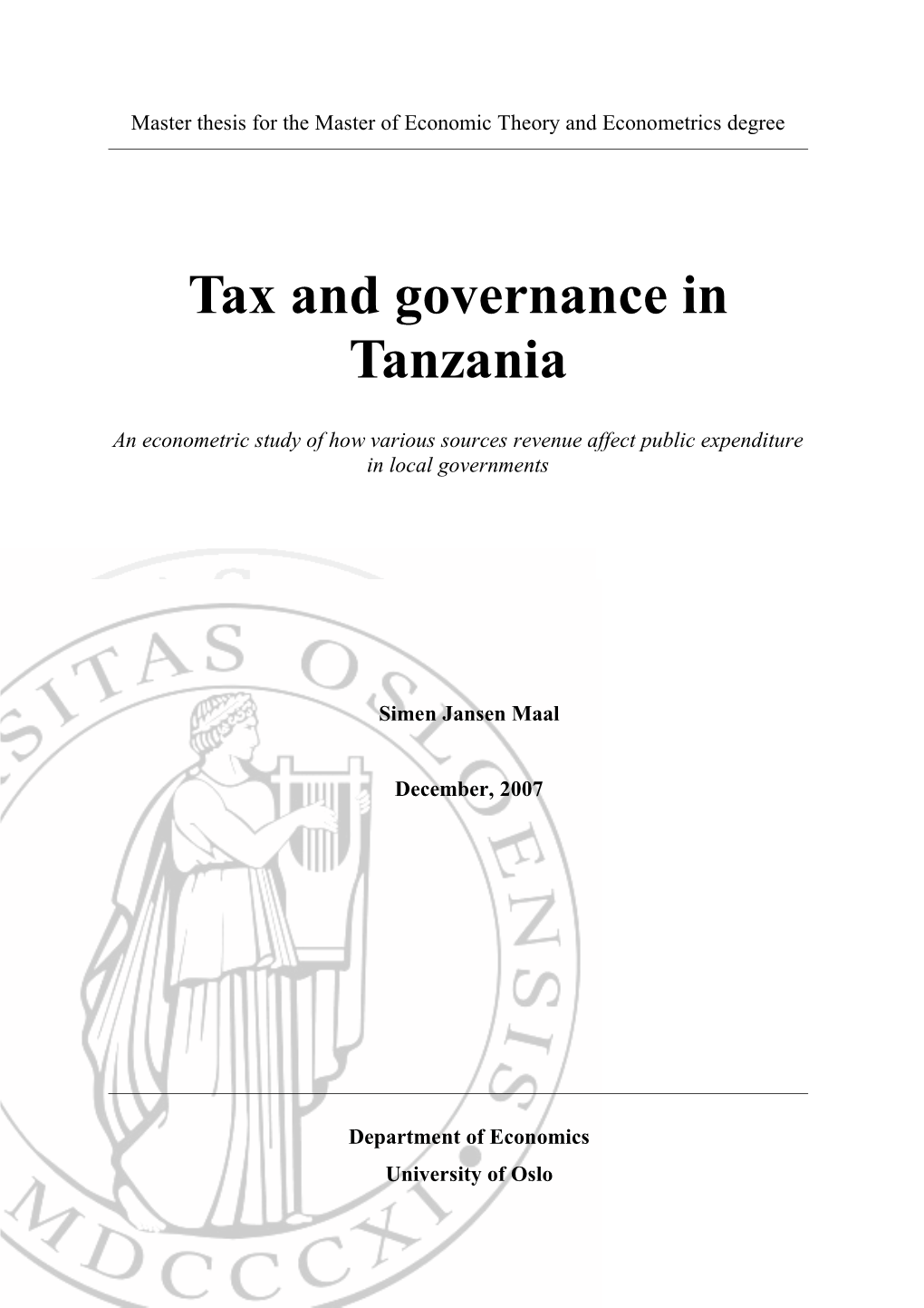 Tax and Governance in Tanzania