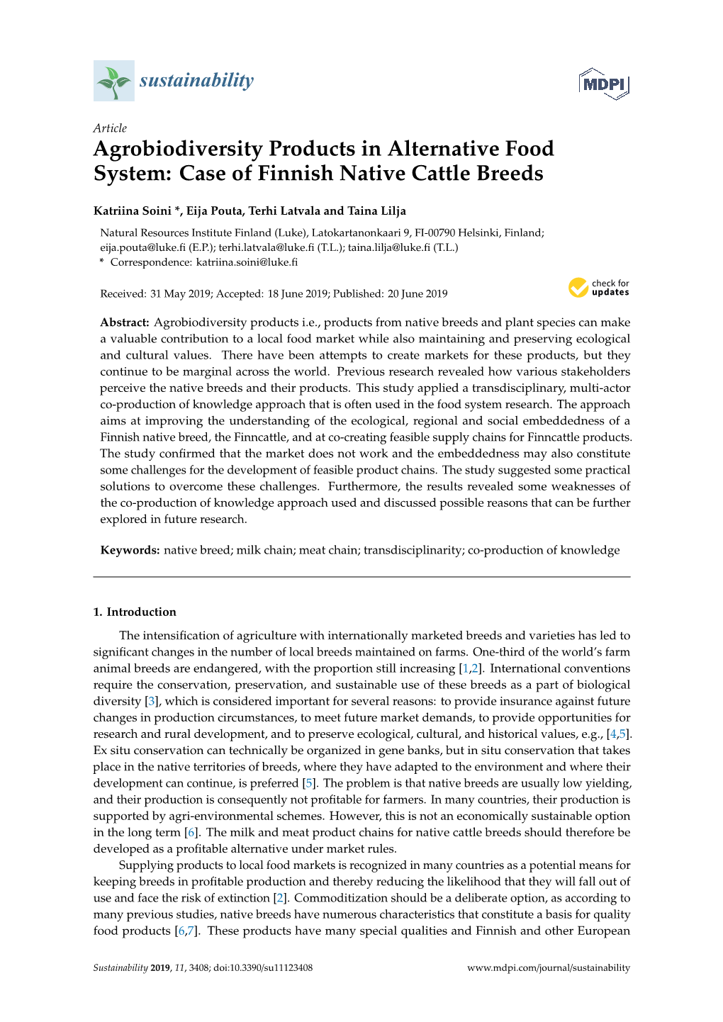 Case of Finnish Native Cattle Breeds