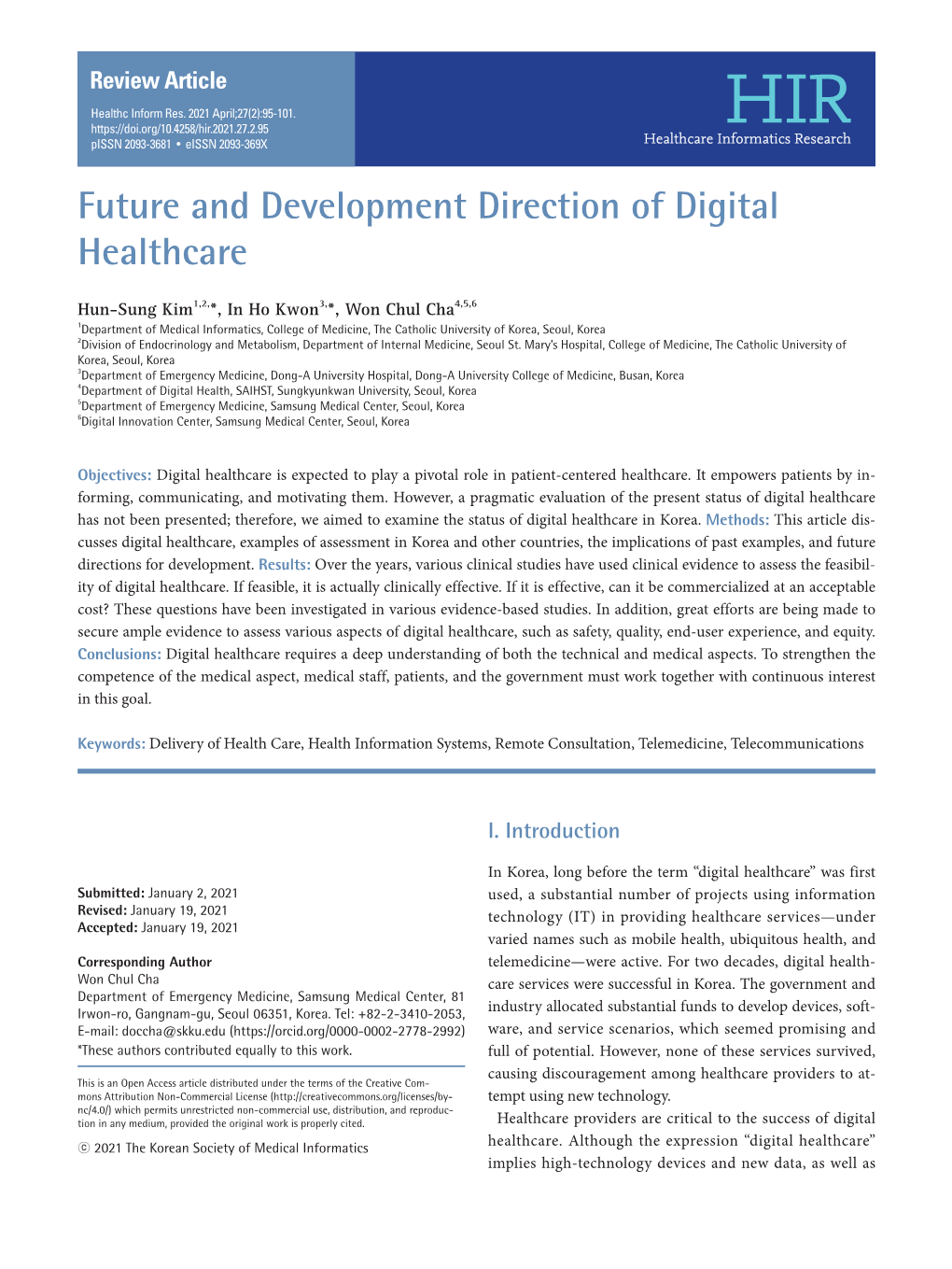 Future and Development Direction of Digital Healthcare