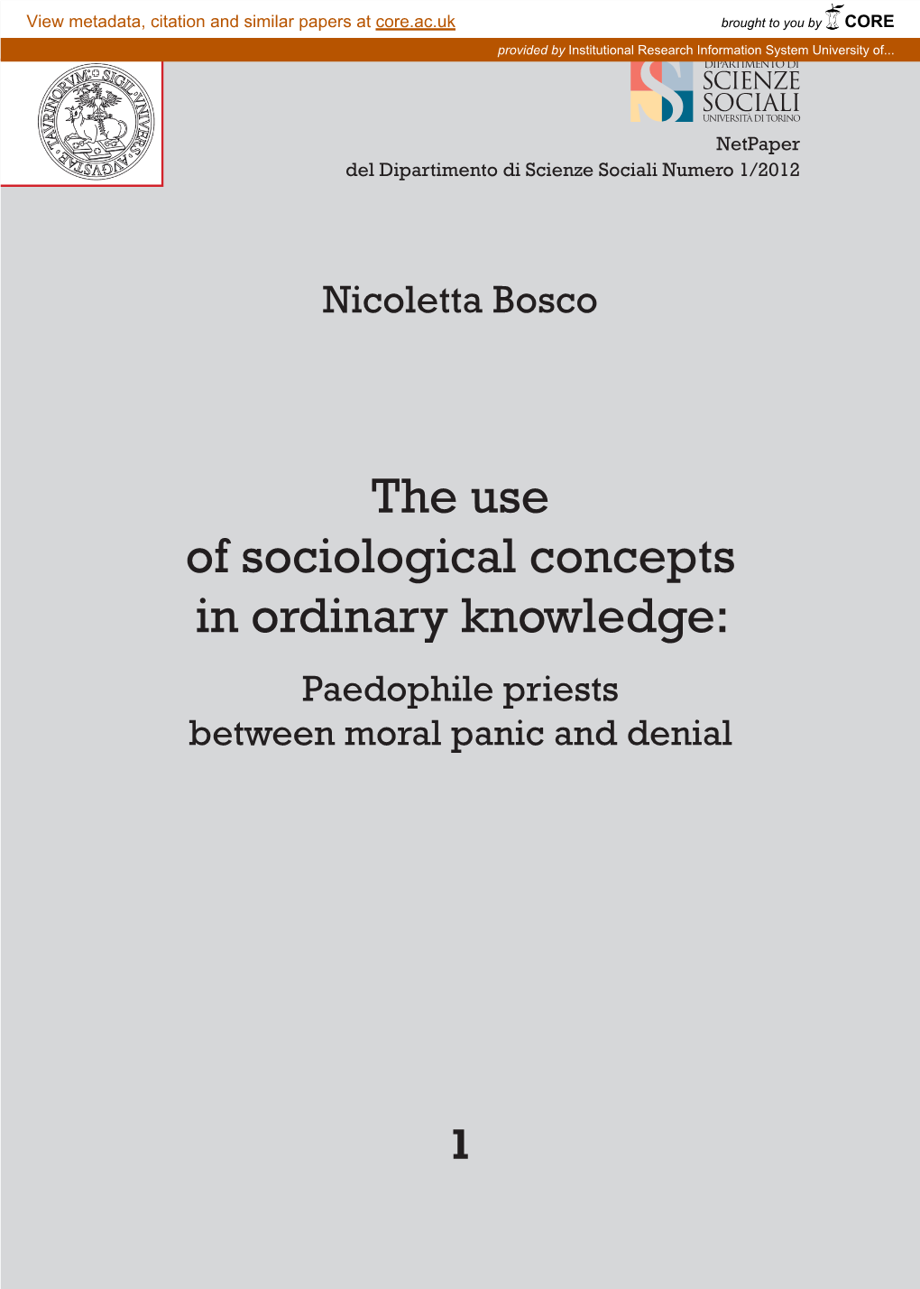 The Use of Sociological Concepts in Ordinary Knowledge: Paedophile Priests Between Moral Panic and Denial