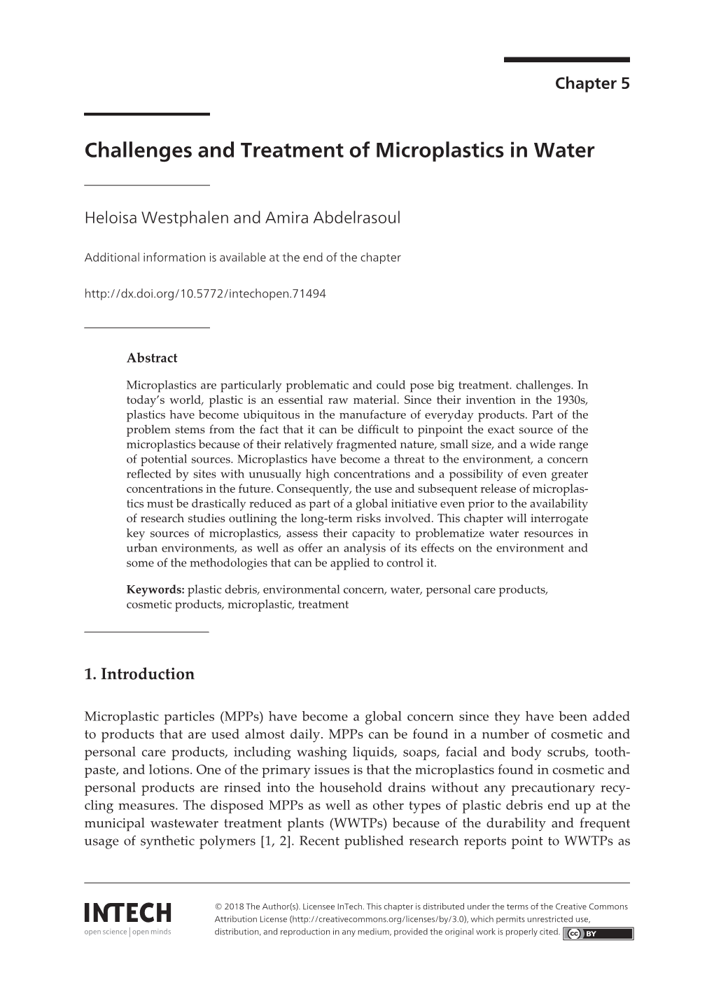 Challenges and Treatment of Microplastics in Water Challenges and Treatment of Microplastics in Water