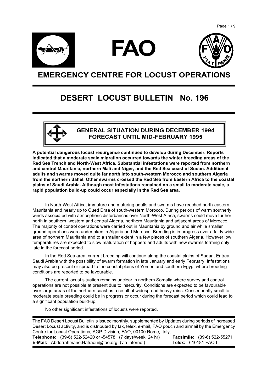 FAO Desert Locust Bulletin 196 (English)