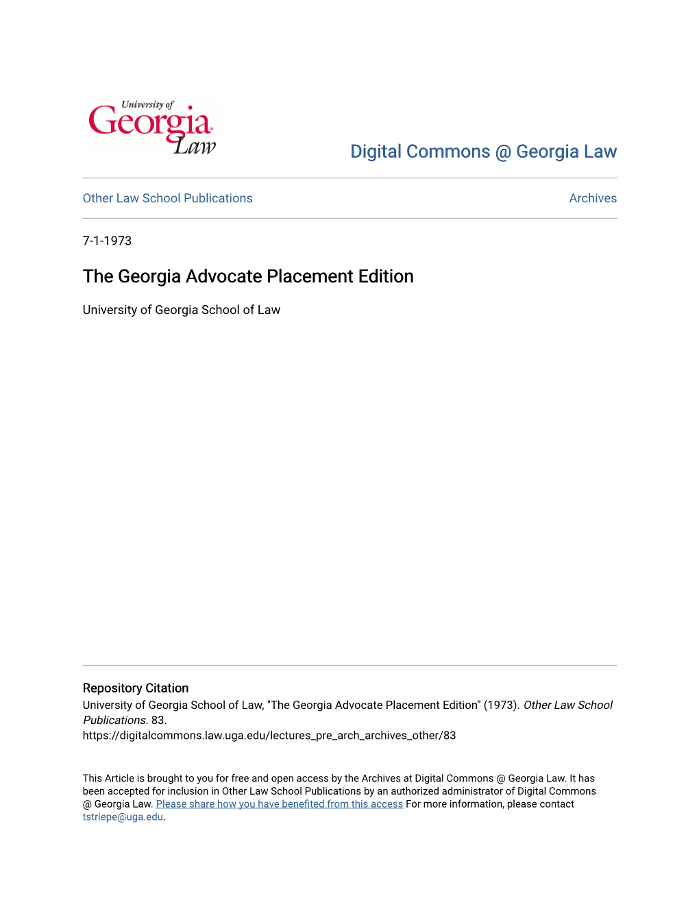 The Georgia Advocate Placement Edition