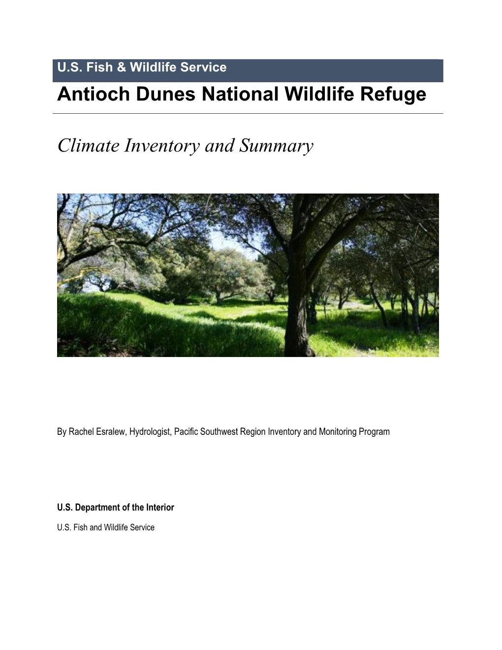 Antioch Dunes National Wildlife Refuge Climate Inventory and Summary