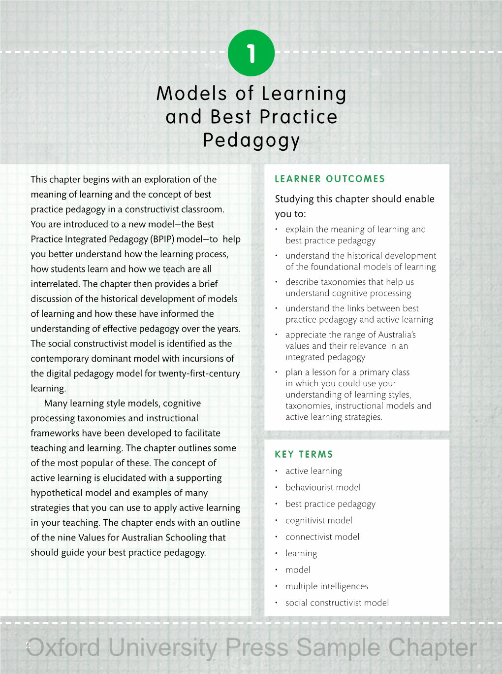 Models of Learning and Best Practice Pedagogy