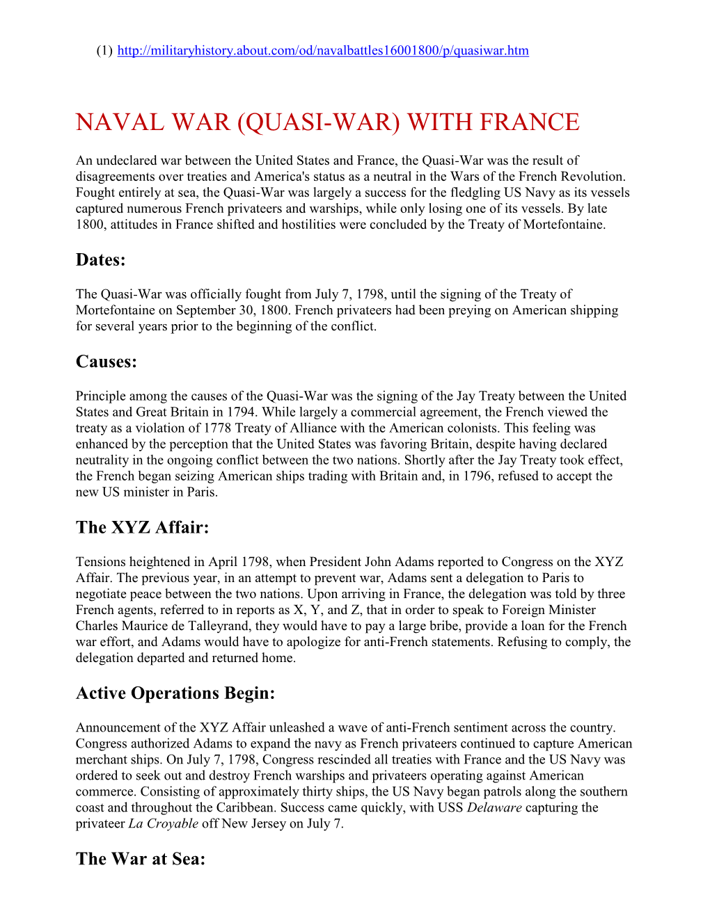 Naval War (Quasi-War) with France