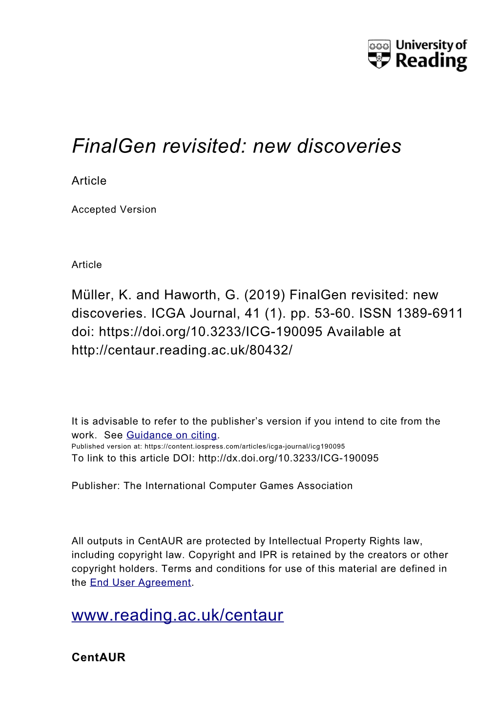 Finalgen Revisited: New Discoveries