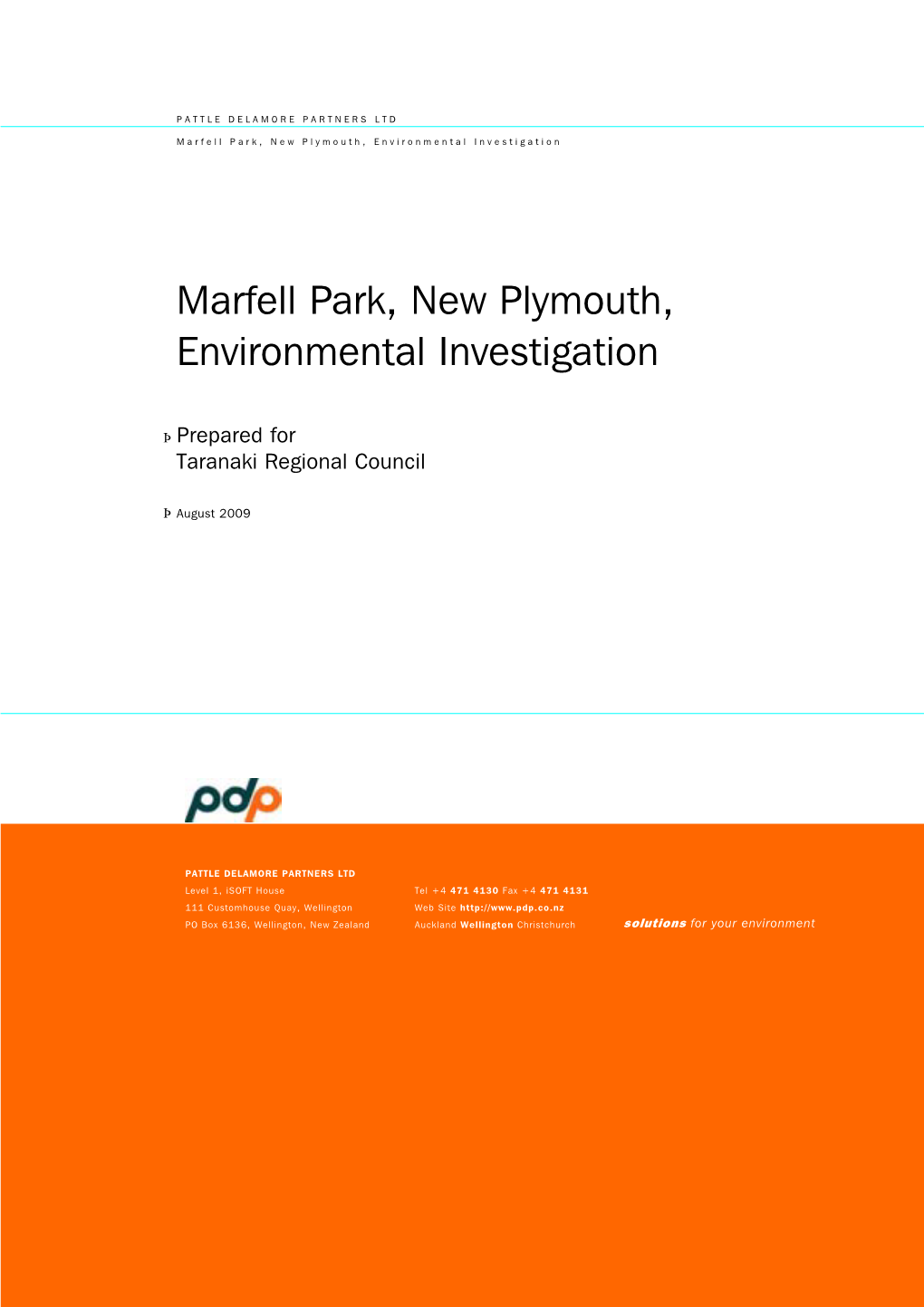 Marfell Park, New Plymouth, Environmental Investigation