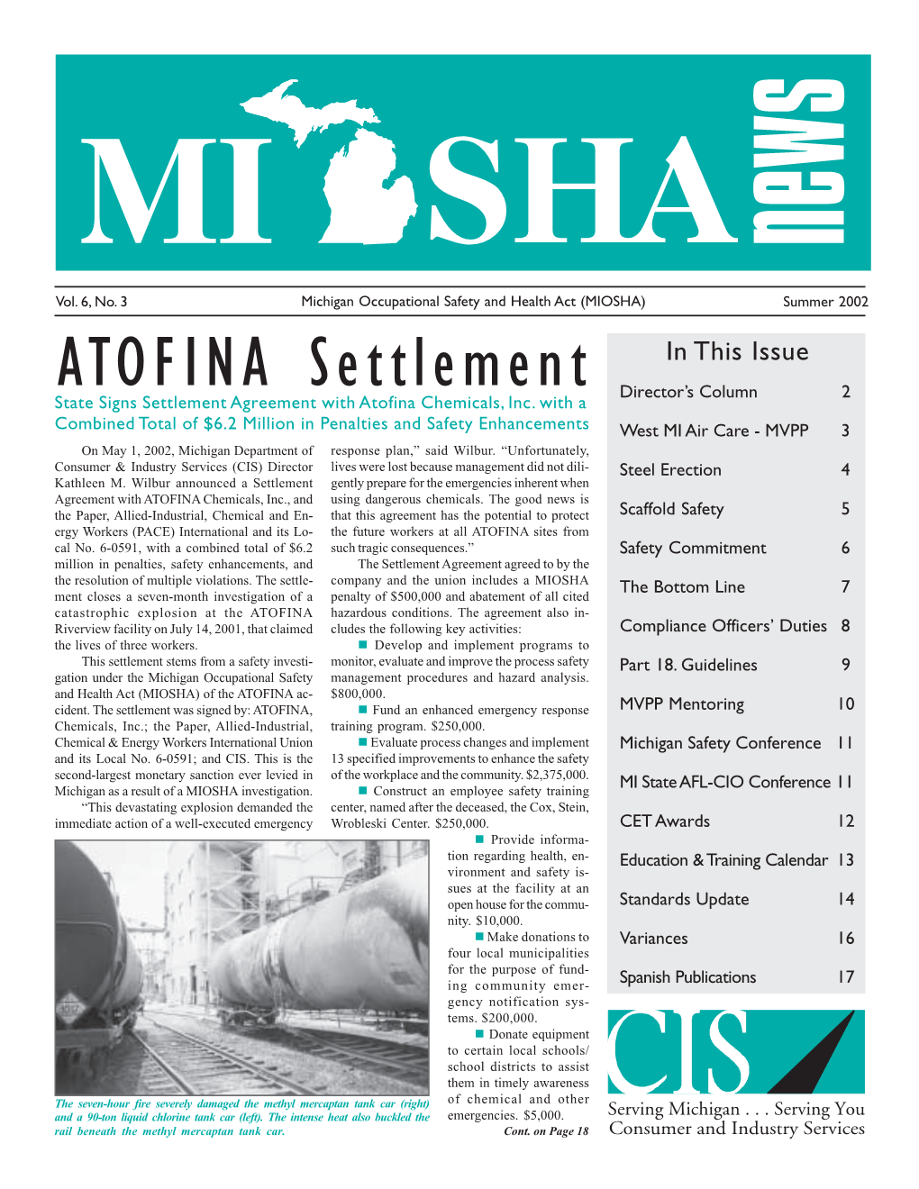 ATOFINA Settlement Director’S Column 2 State Signs Settlement Agreement with Atofina Chemicals, Inc