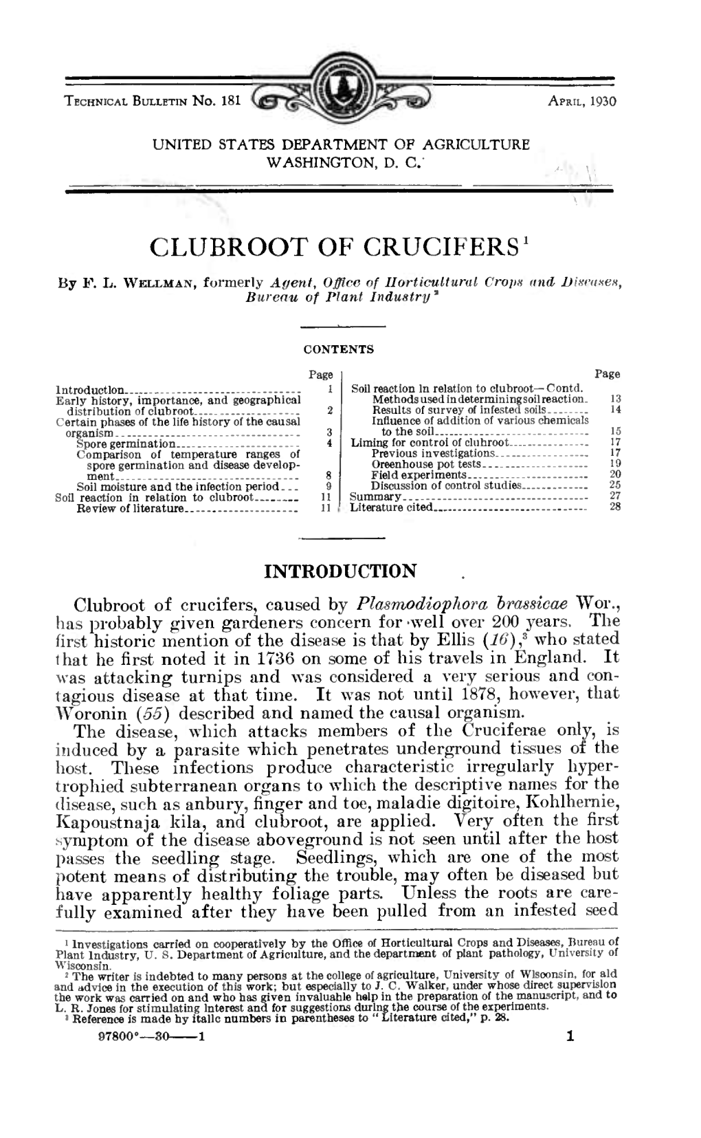 Clubroot of Crucifers'