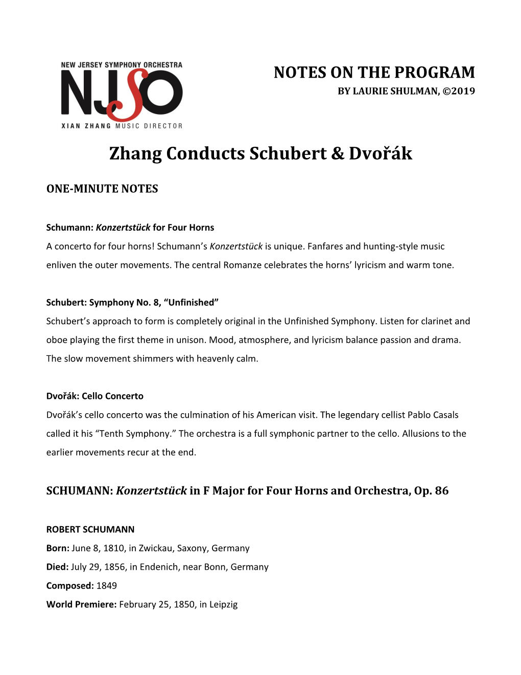Zhang Conducts Schubert & Dvořák
