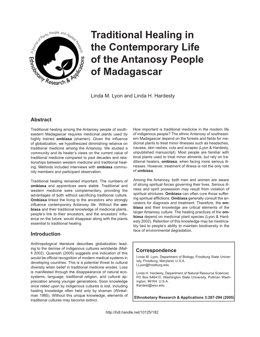 Traditional Healing in the Contemporary Life of the Antanosy People of Madagascar