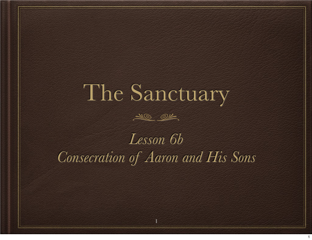 Lesson 6B Consecration of Aaron and His Sons