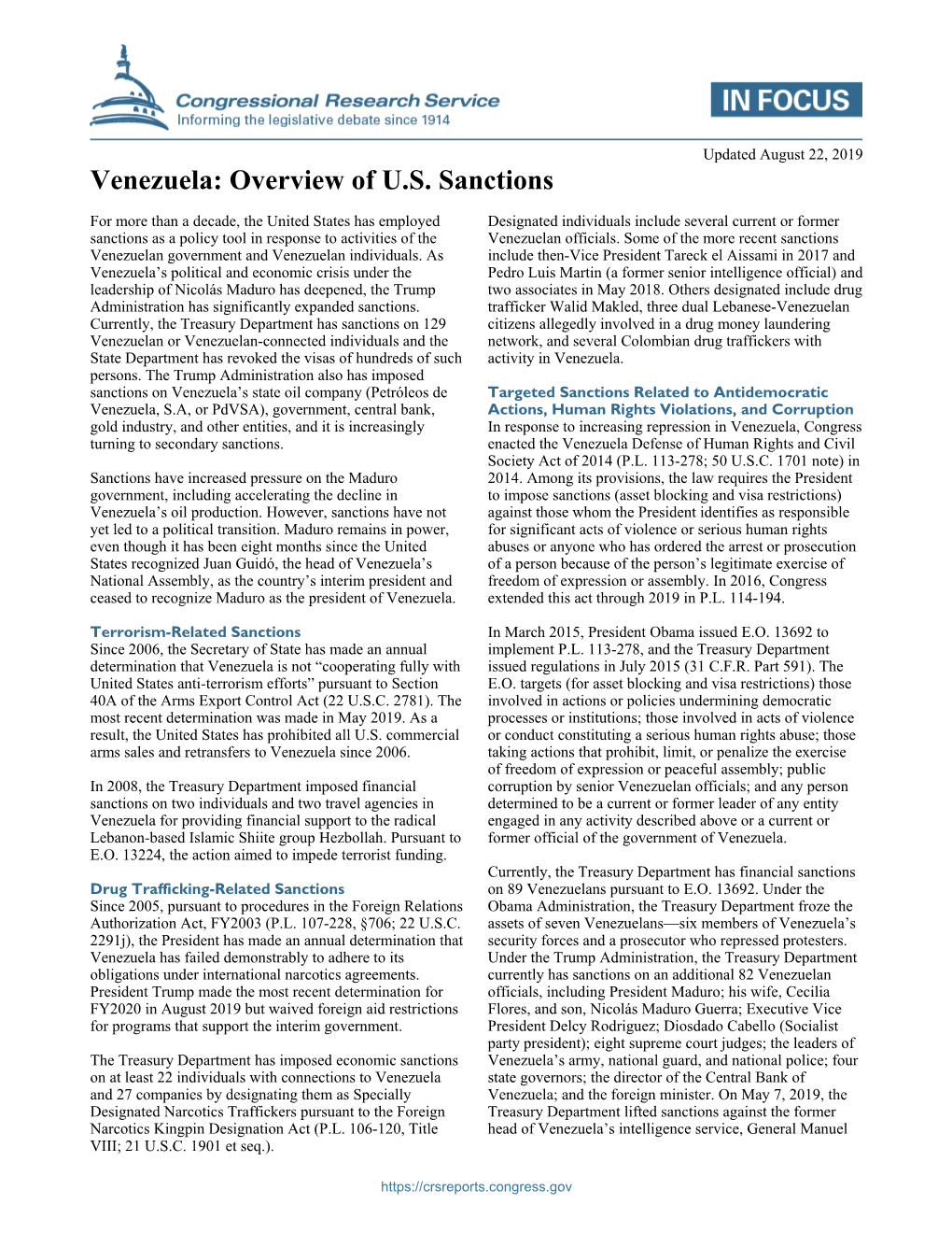 Venezuela: Overview of U.S