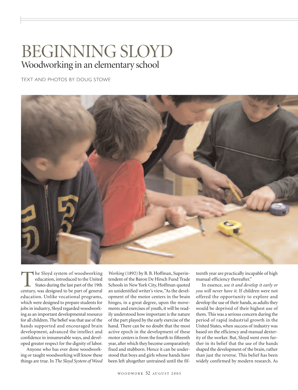 BEGINNING SLOYD Woodworking in an Elementary School