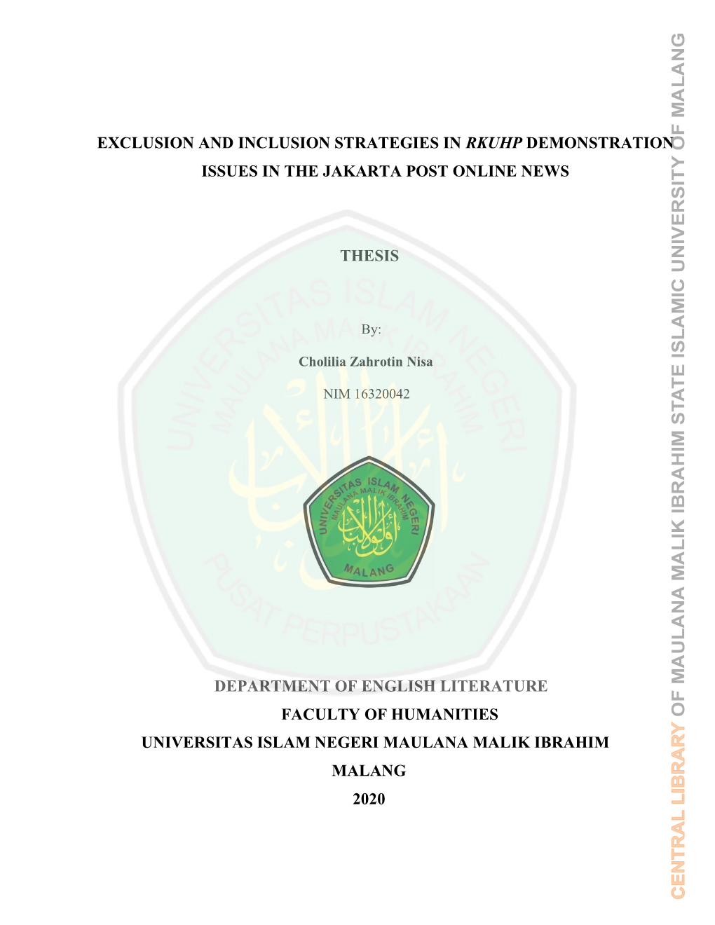 Exclusion and Inclusion Strategies in Rkuhp Demonstration Issues in the Jakarta Post Online News