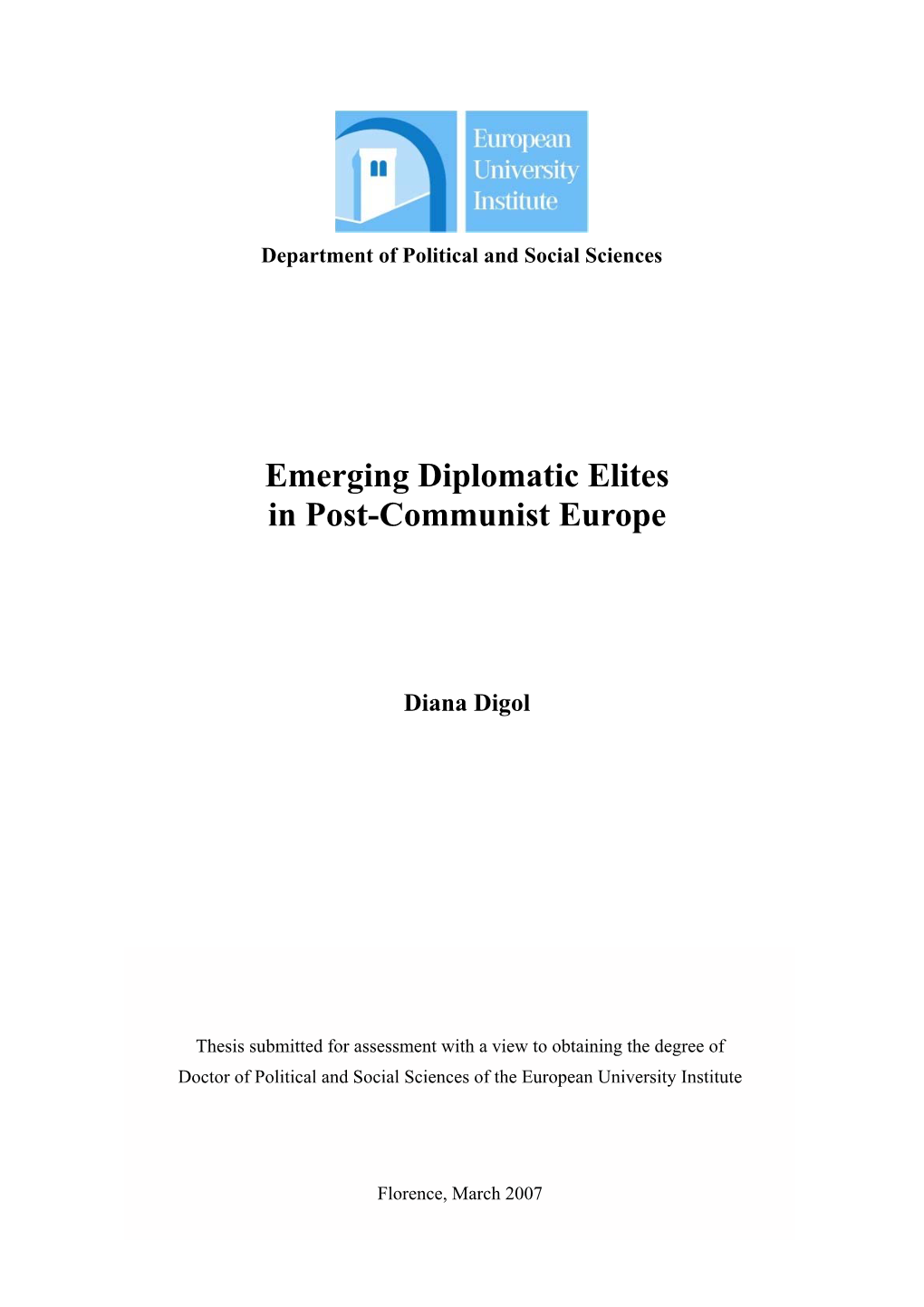 Emerging Diplomatic Elites in Post-Communist Europe