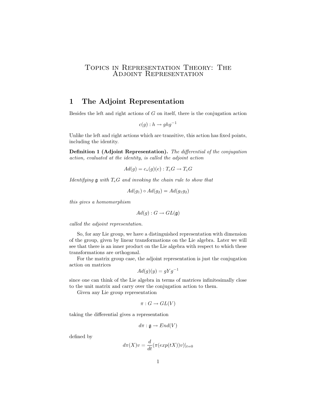 The Adjoint Representation