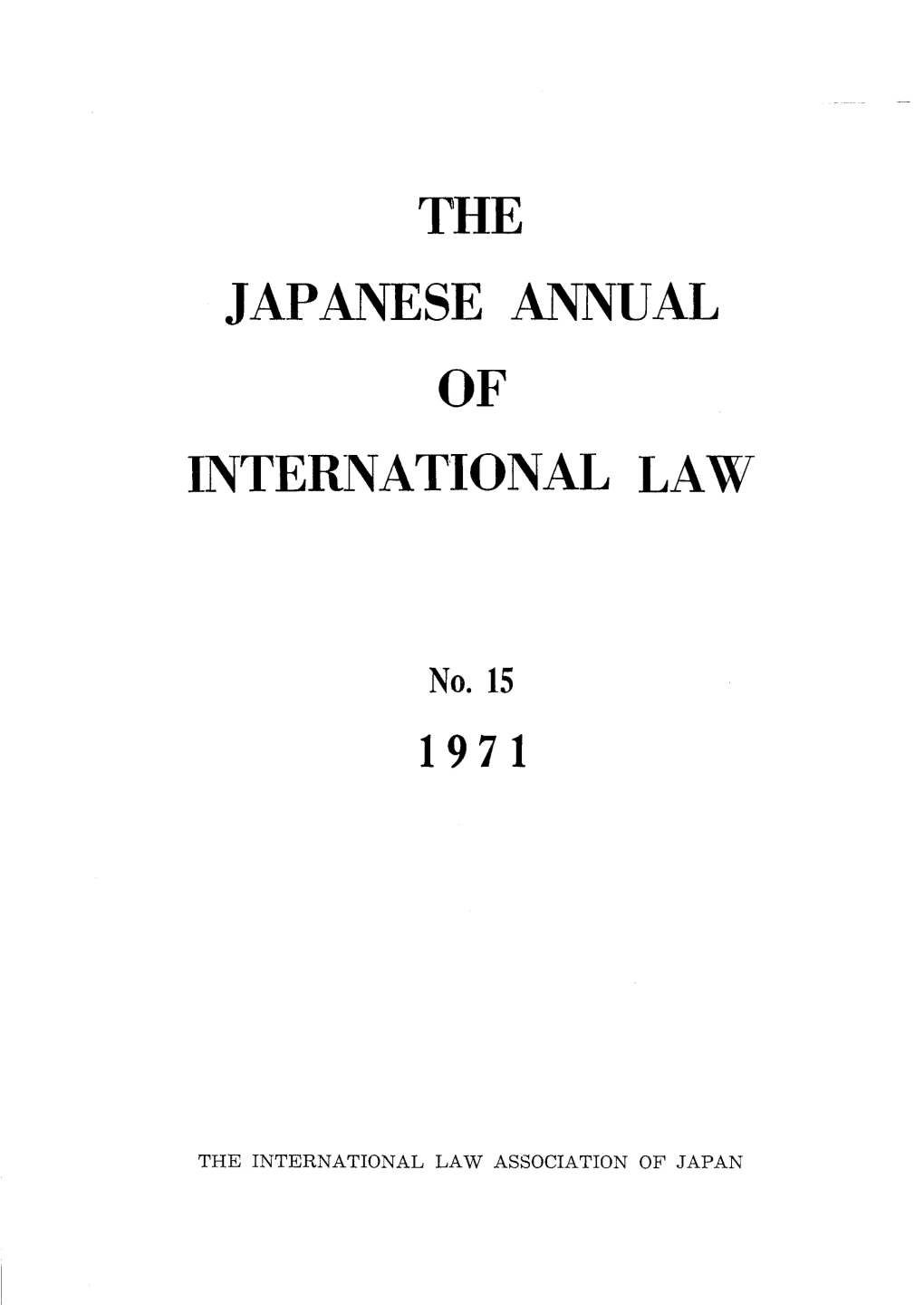 The Japanese Annual of International Law
