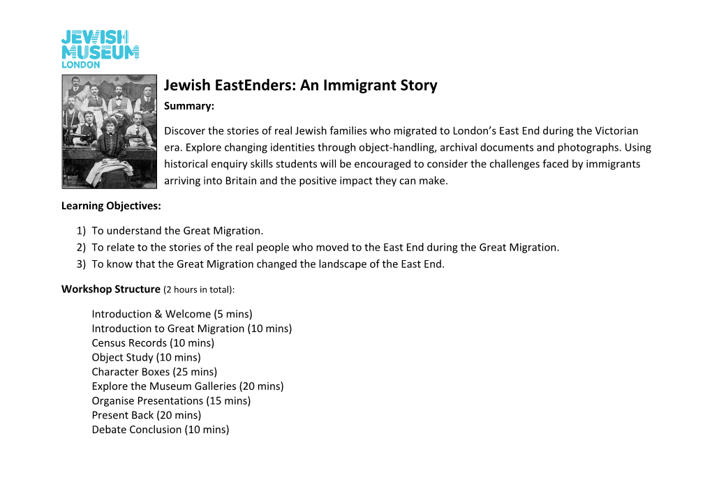 Jewish Eastenders: an Immigrant Story