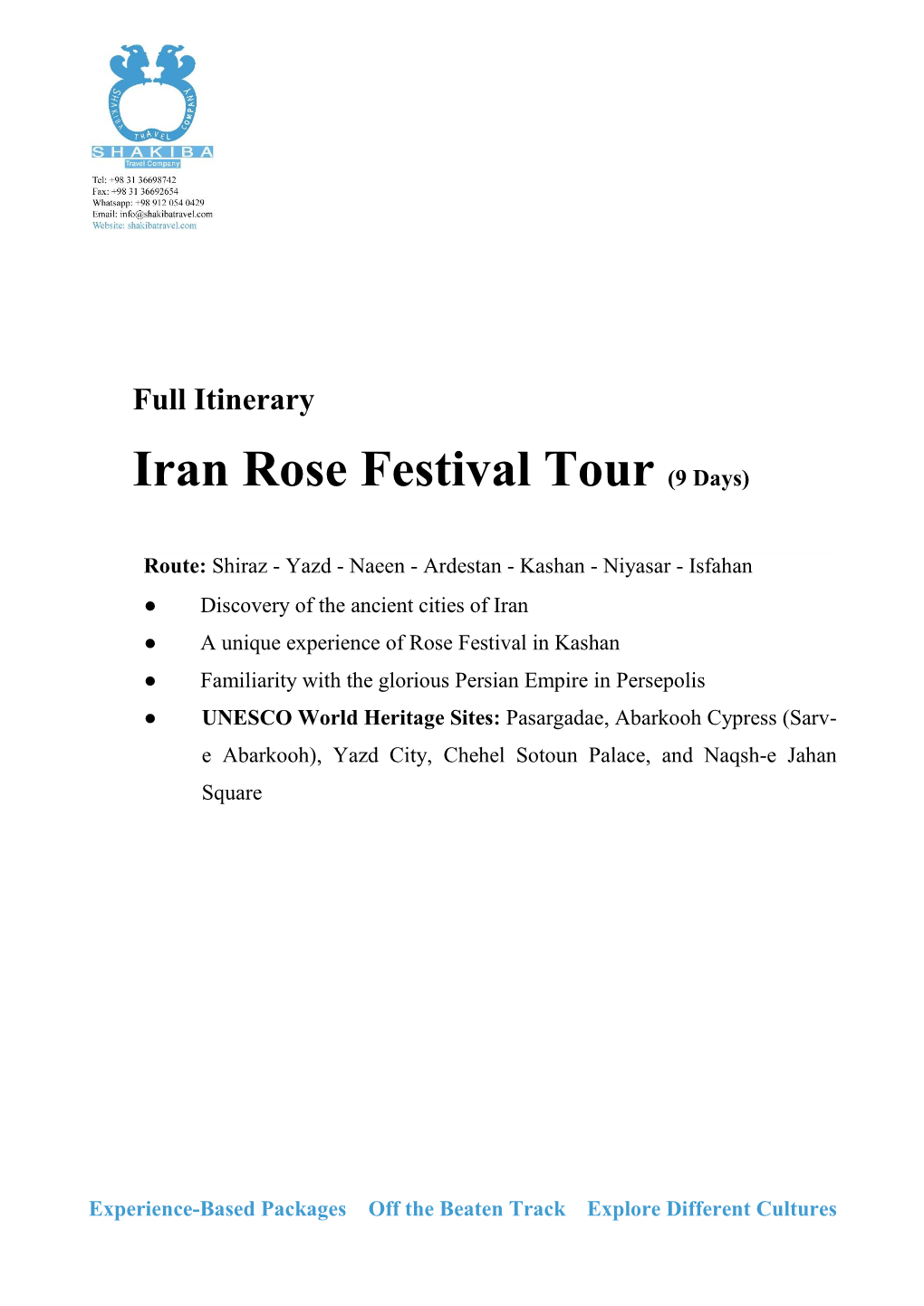 Iran Rose Festival Tour (9 Days)