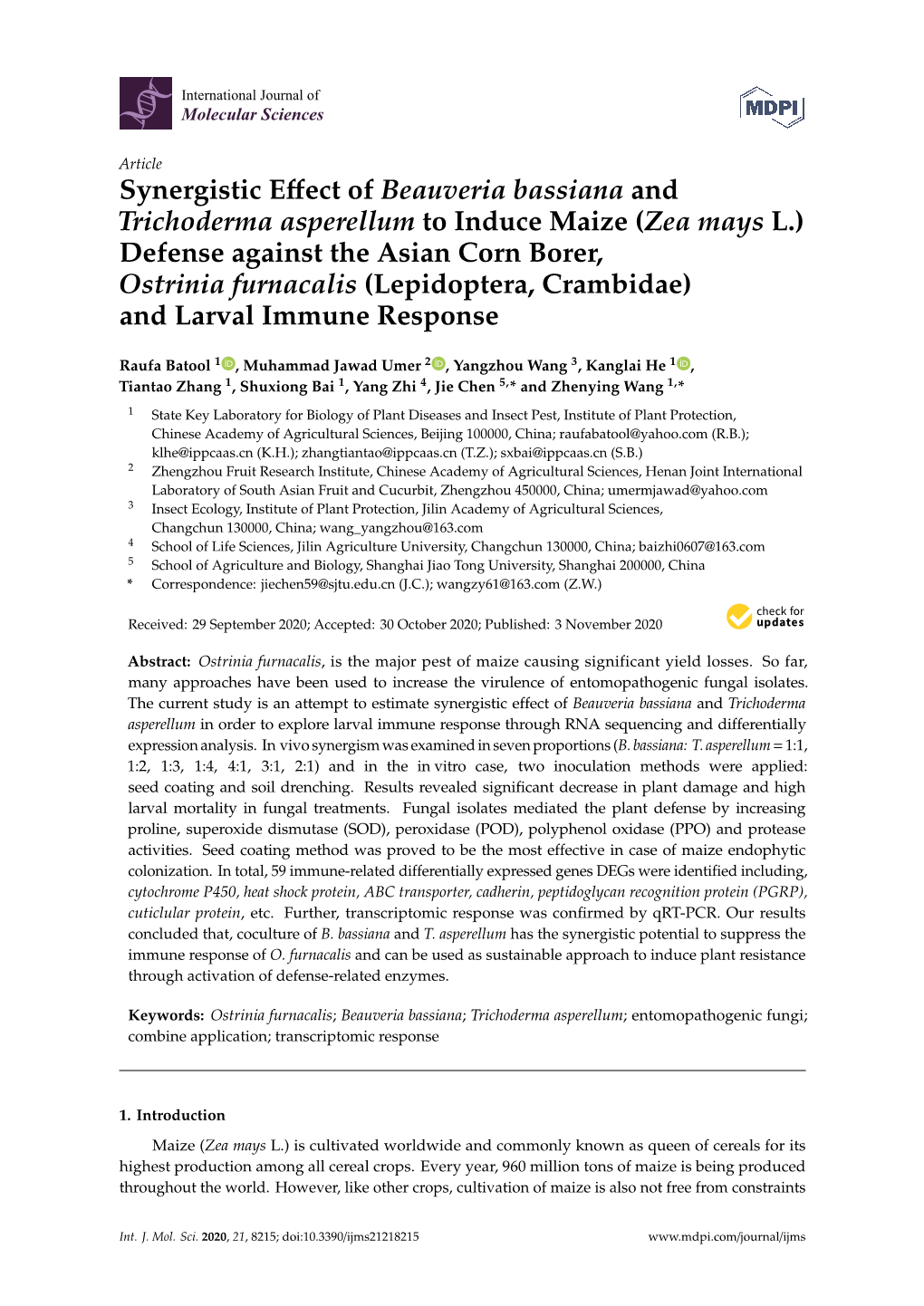 Synergistic Effect of Beauveria Bassiana and Trichoderma