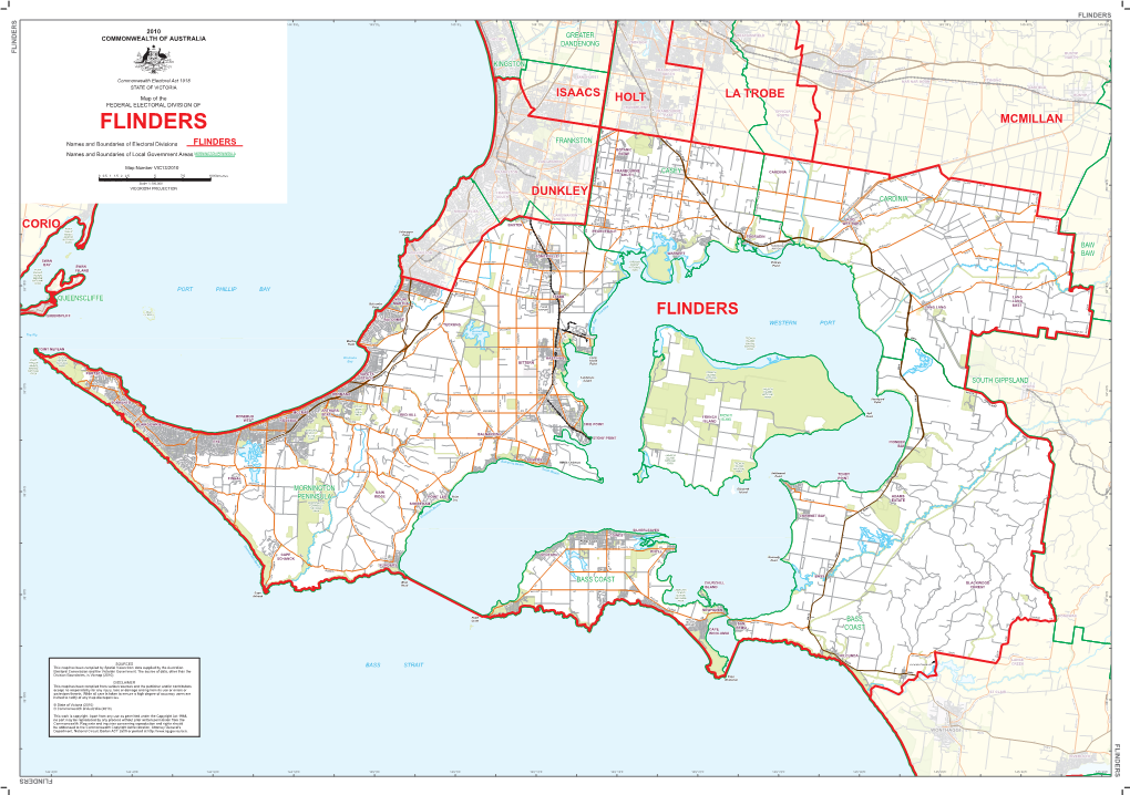 Map of the Federal Electoral Division of Flinders