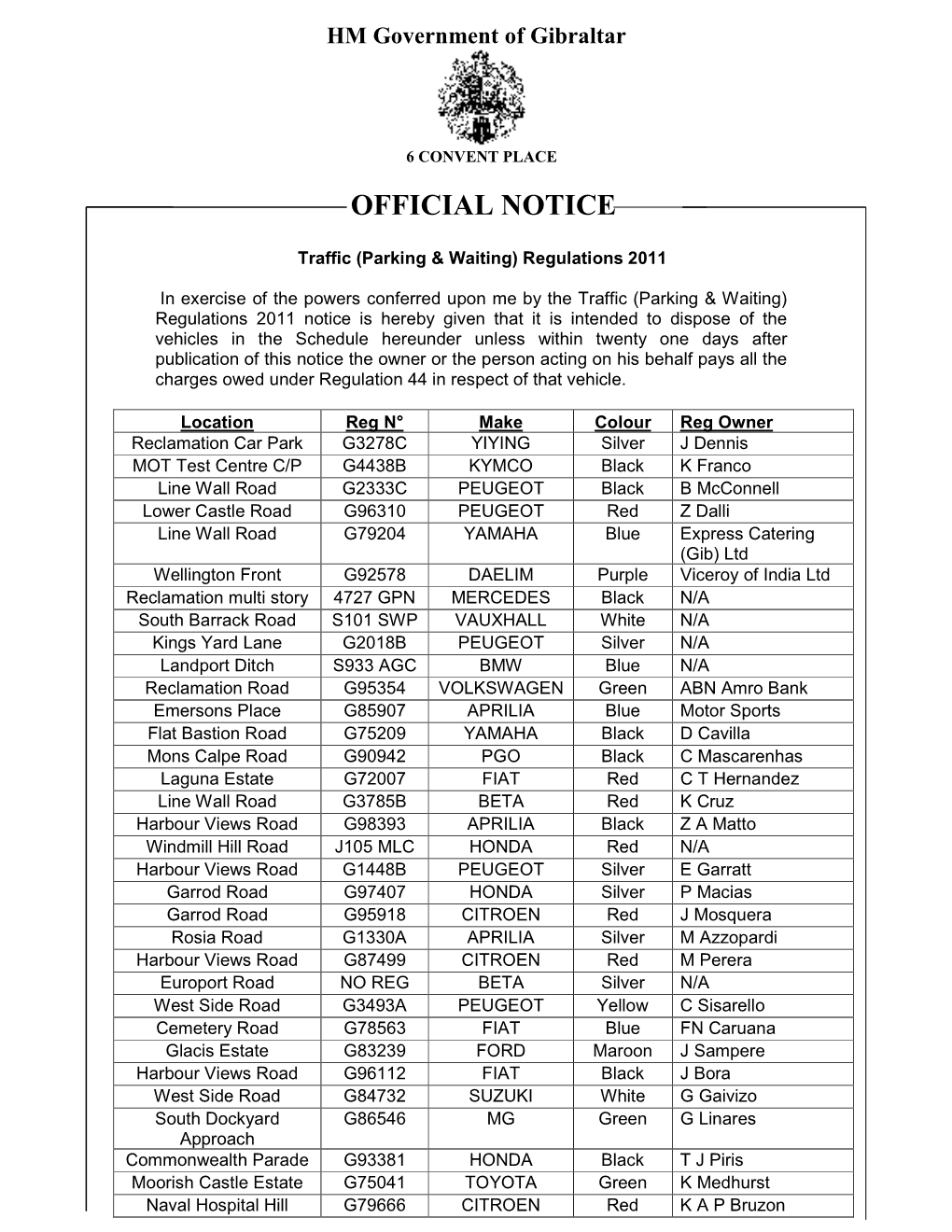 Official Notice