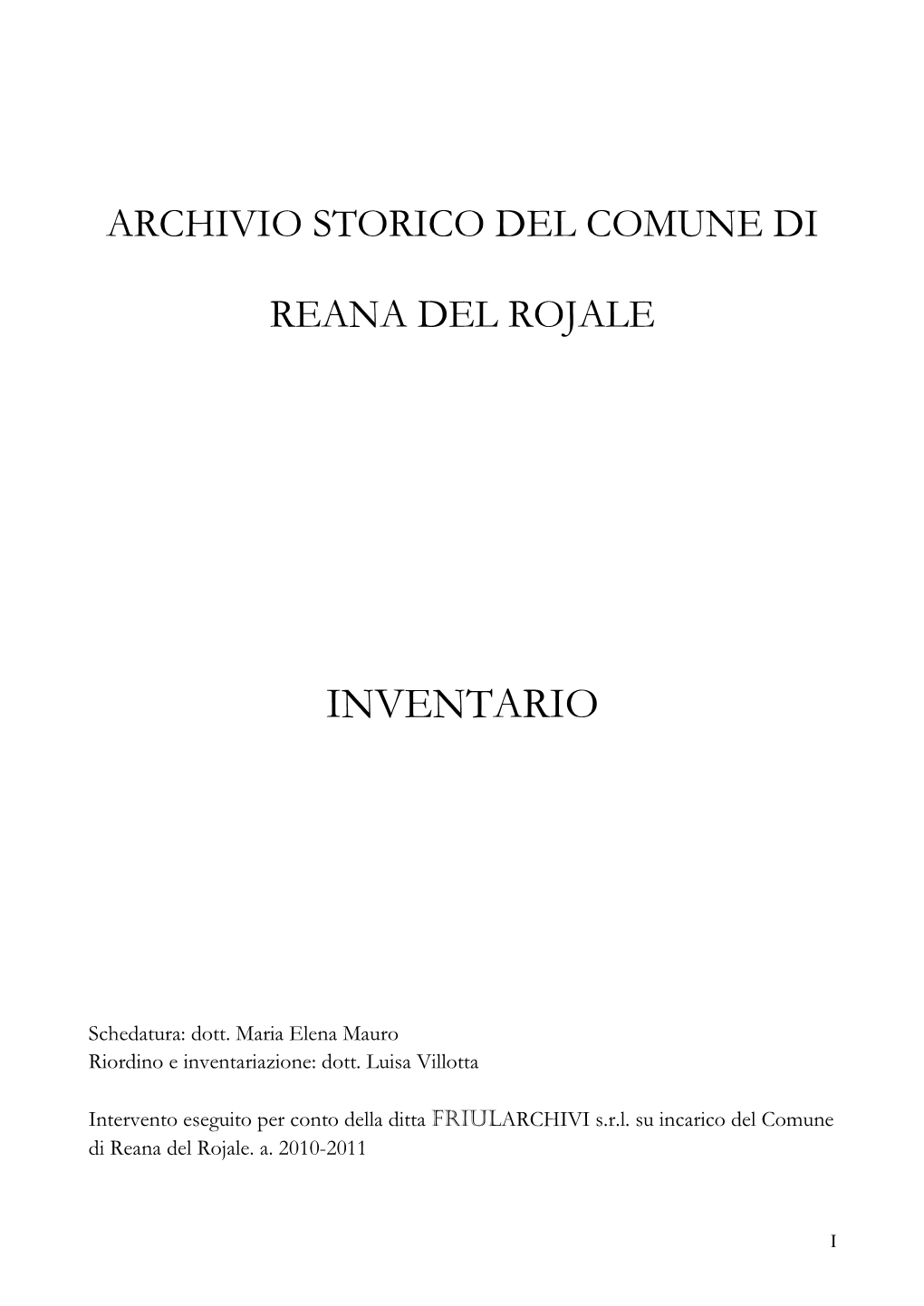 Inventario Dell'archivio Storico