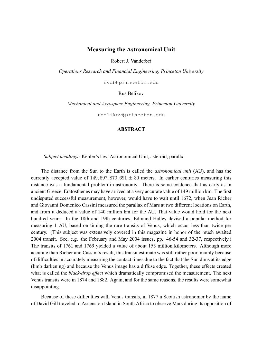 Measuring the Astronomical Unit