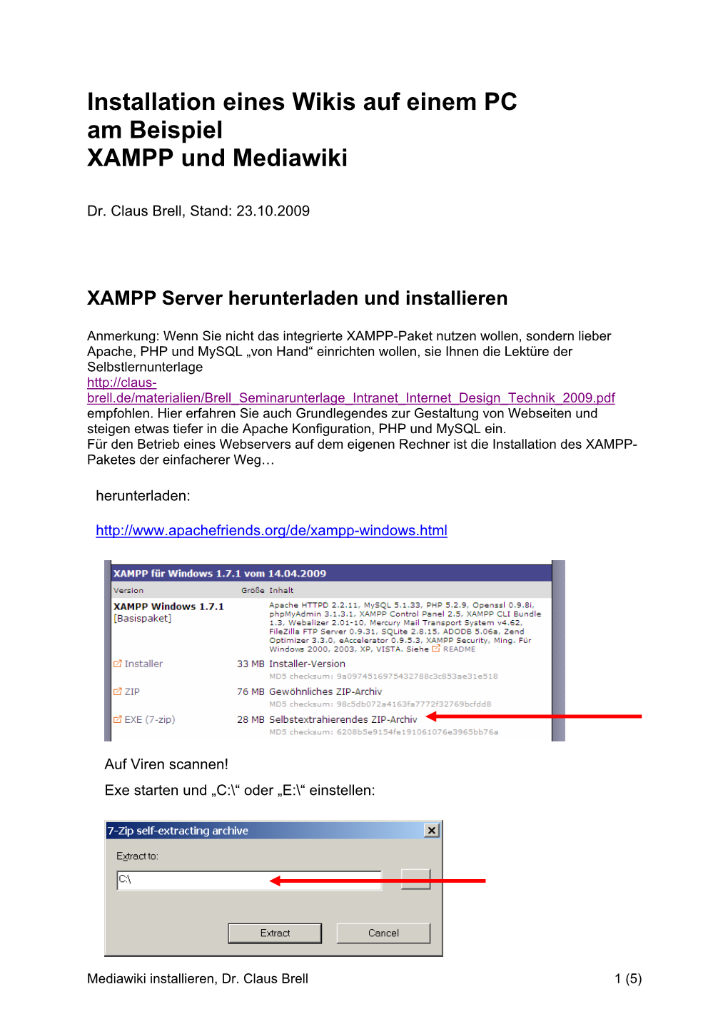 Installation Eines Wikis Auf Einem PC Am Beispiel XAMPP Und Mediawiki