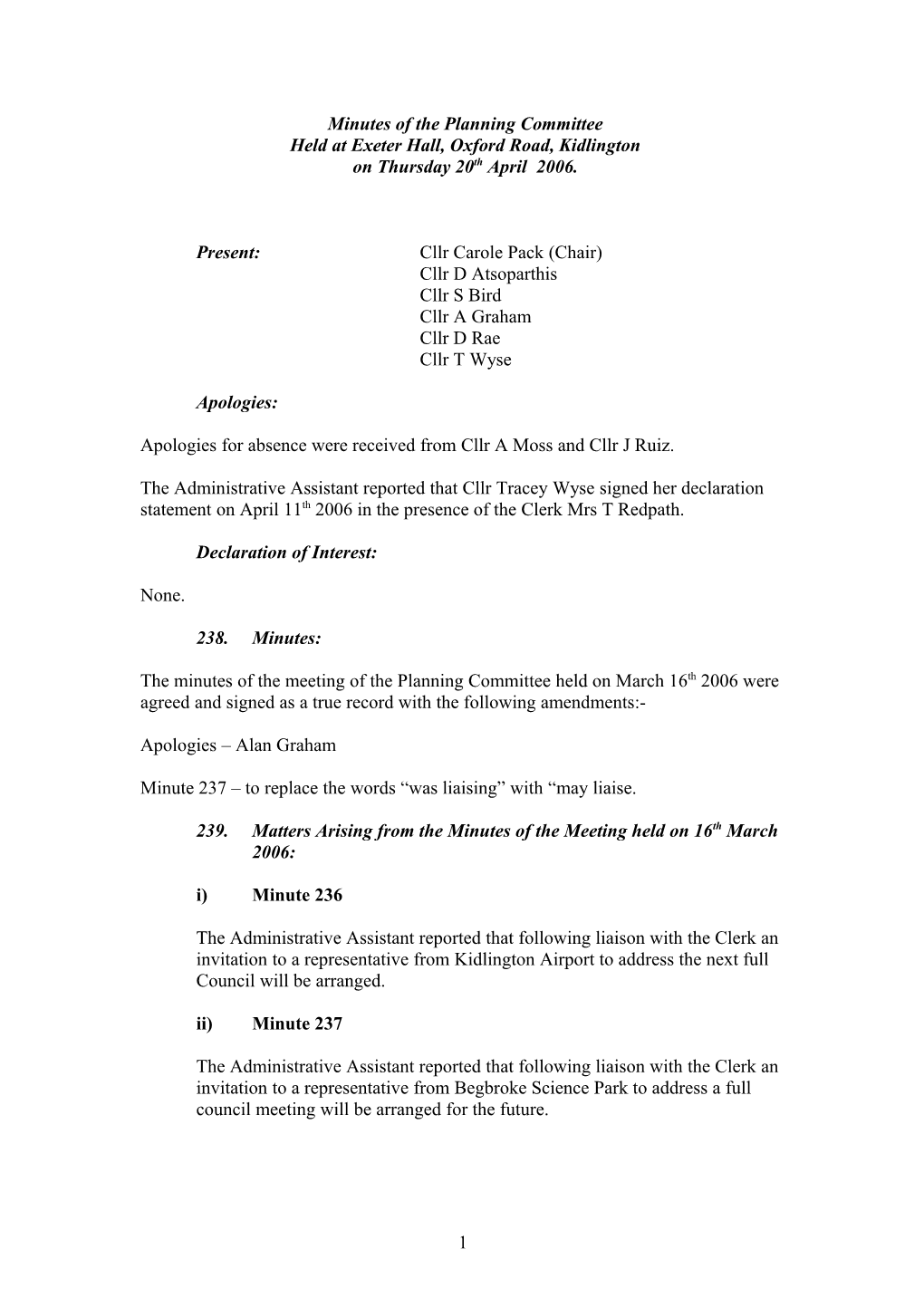 Minutes of the Planning Committee s1