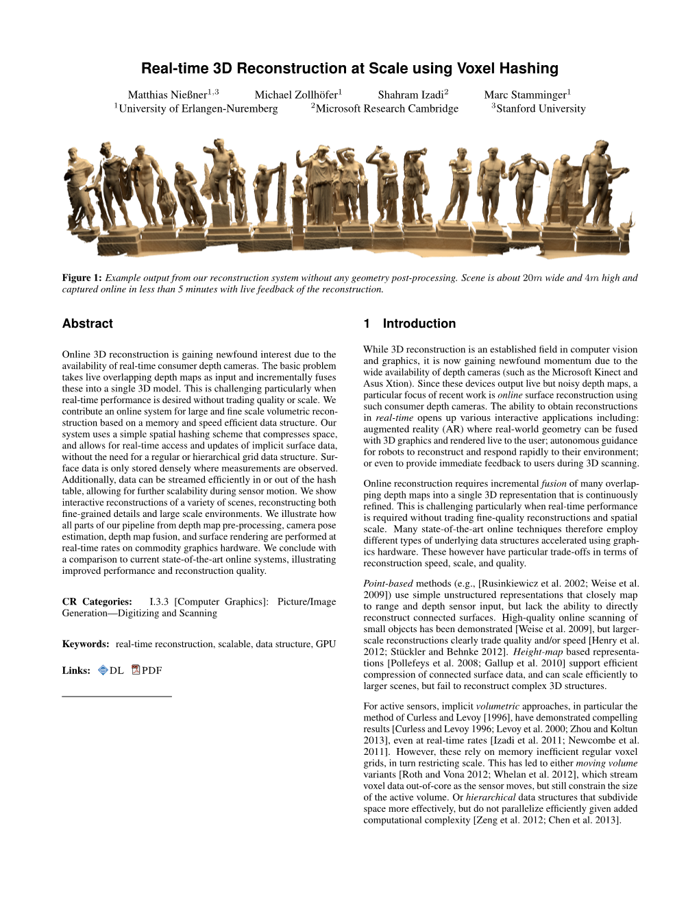 Real-Time 3D Reconstruction at Scale Using Voxel Hashing