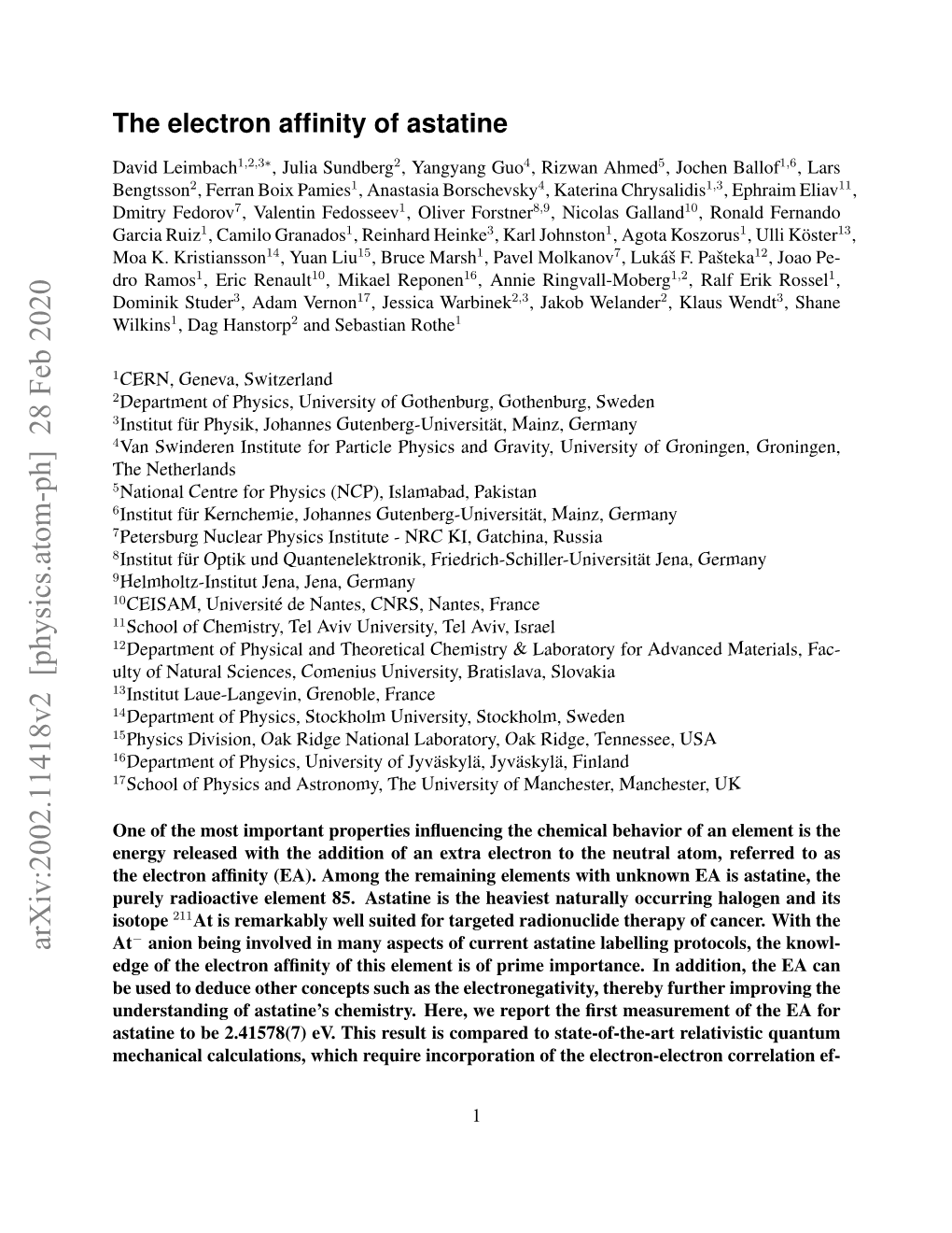 The Electron Affinity of Astatine