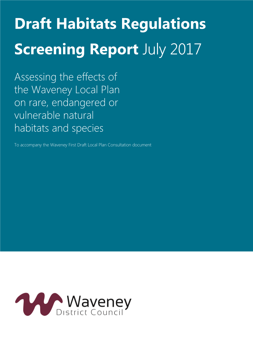 Draft Habitats Regulations Screening Report July 2017