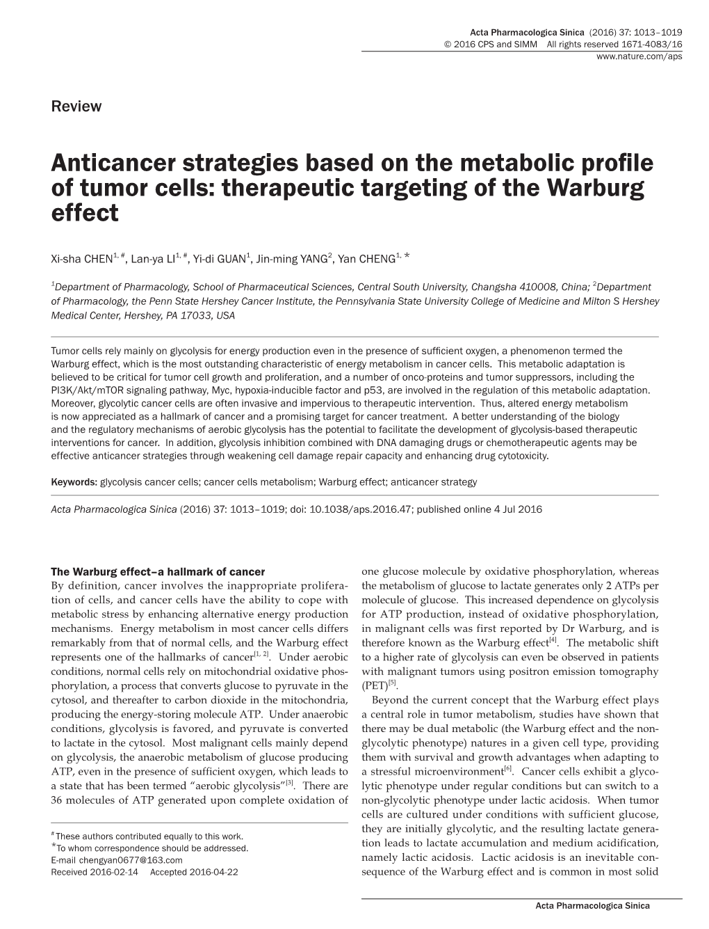 Anticancer Strategies Based on the Metabolic Profile of Tumor Cells: Therapeutic Targeting of the Warburg Effect