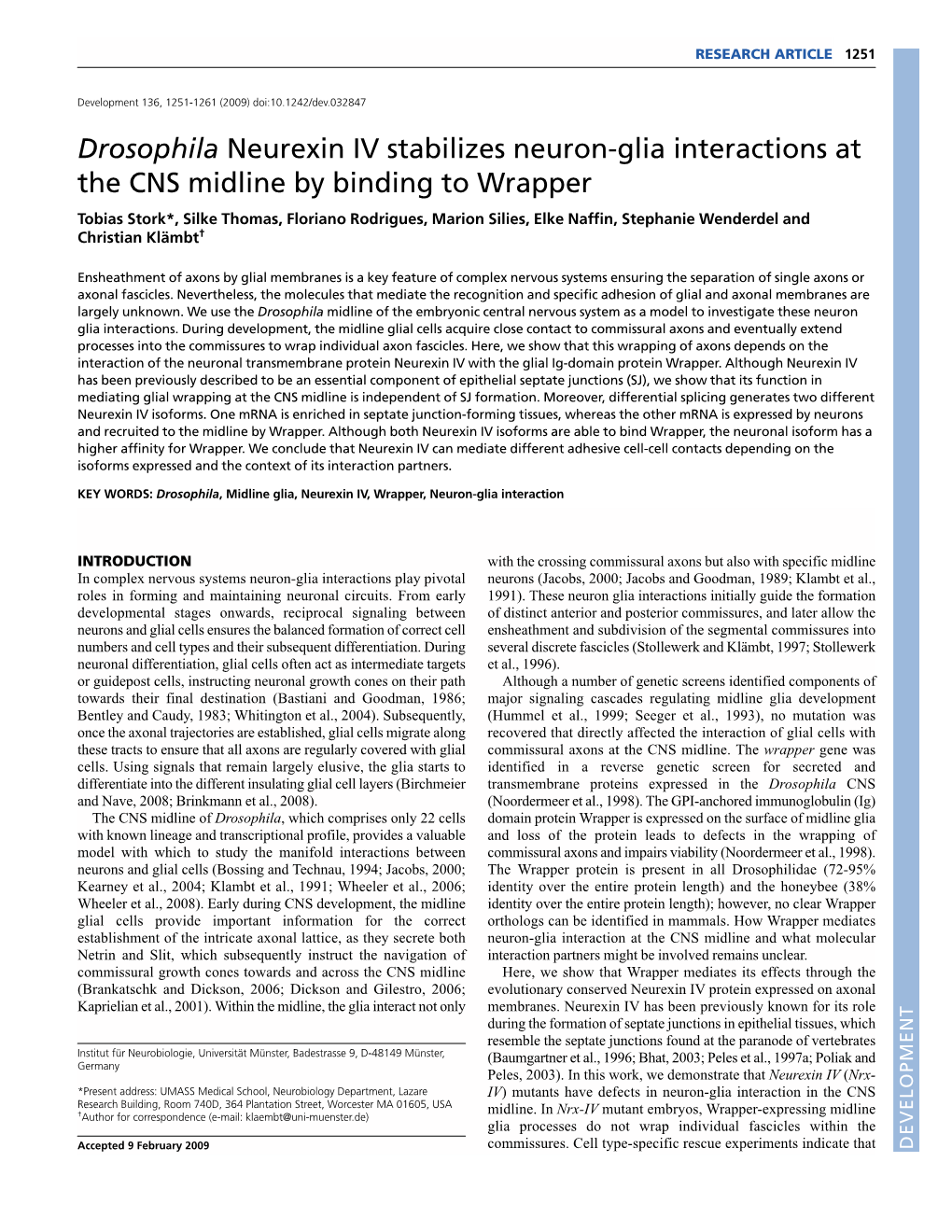 Drosophila Neurexin IV Stabilizes Neuron-Glia Interactions at the CNS