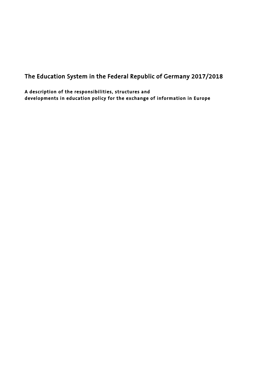 The Education System in the Federal Republic of Germany 2017/2018