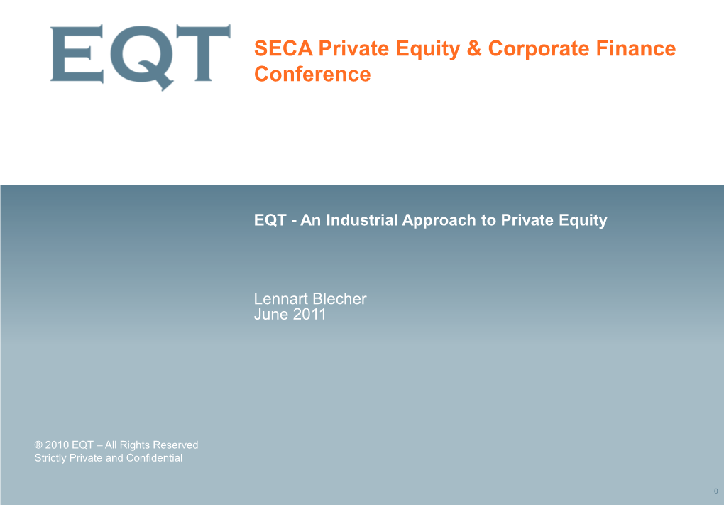 EQT - an Industrial Approach to Private Equity