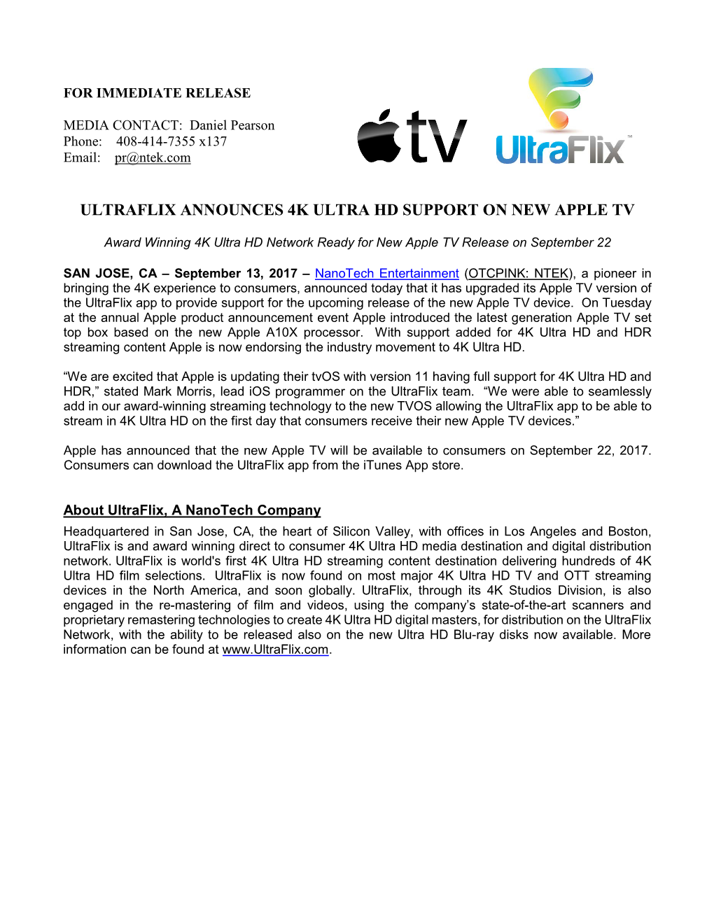 Ultraflix Announces 4K Ultra Hd Support on New Apple Tv