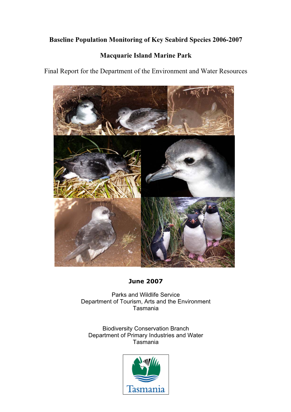 Baseline Population Monitoring of Key Seabird Species 2006-2007