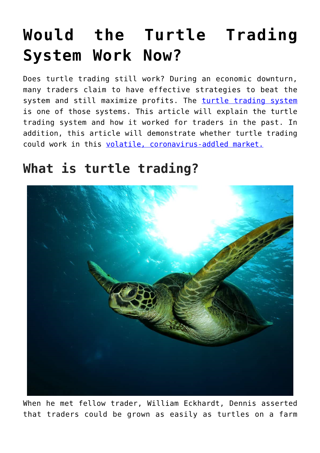 Would the Turtle Trading System Work Now?