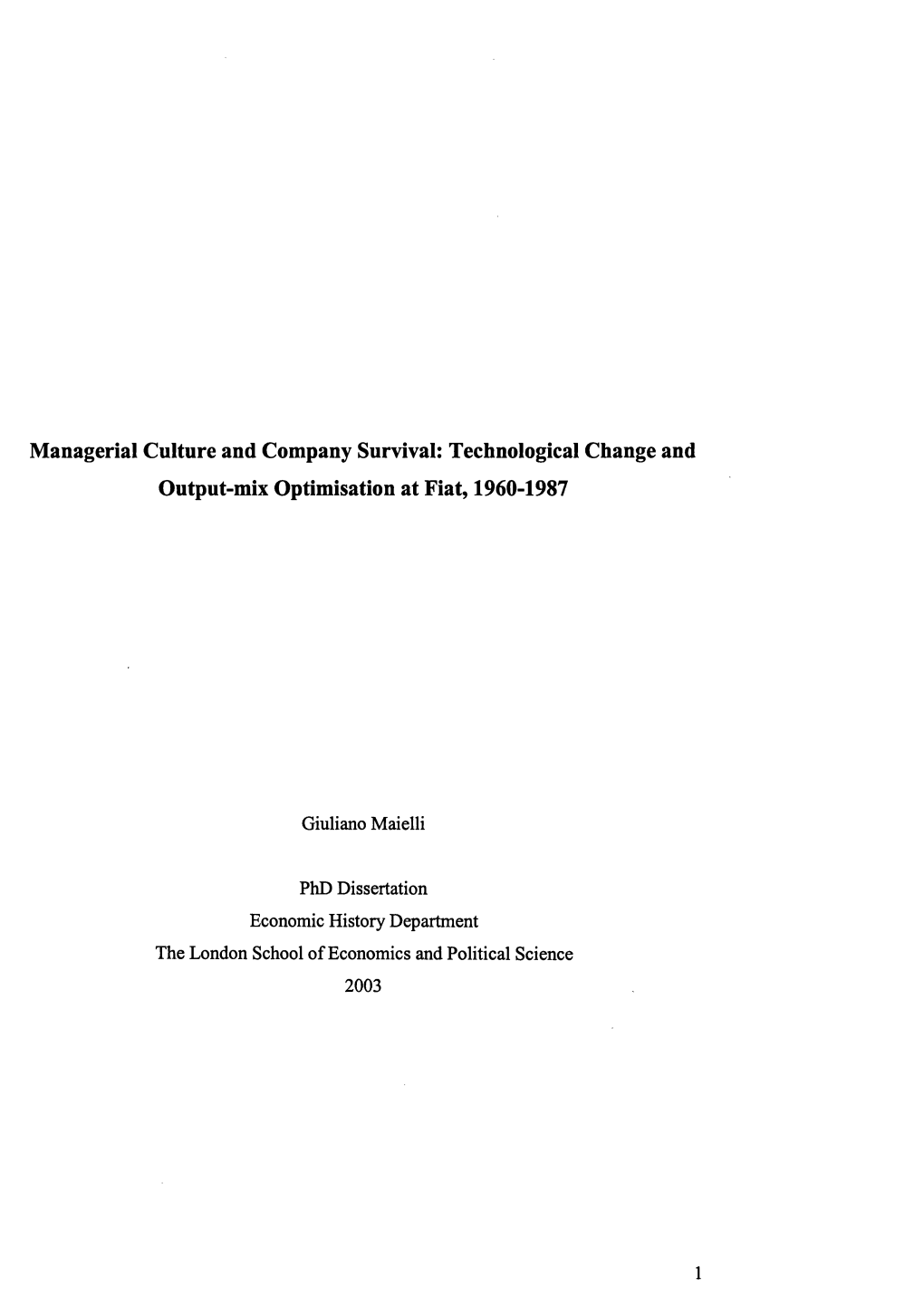 Technological Change and Output-Mix Optimisation at Fiat, 1960-1987