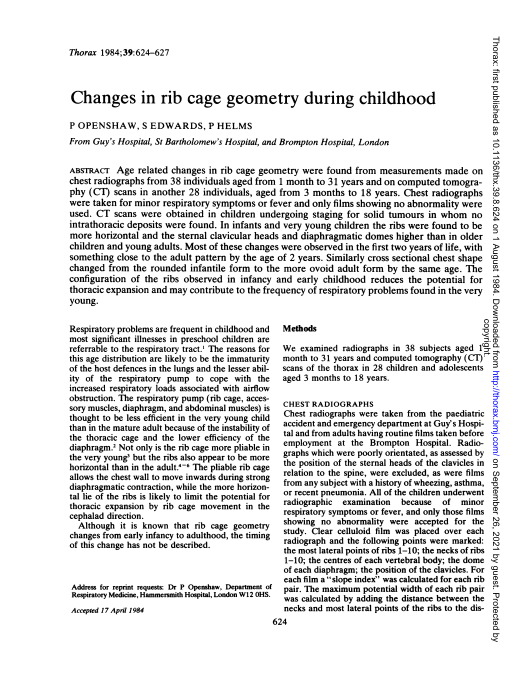 Changes in Rib Cage Geometry During Childhood