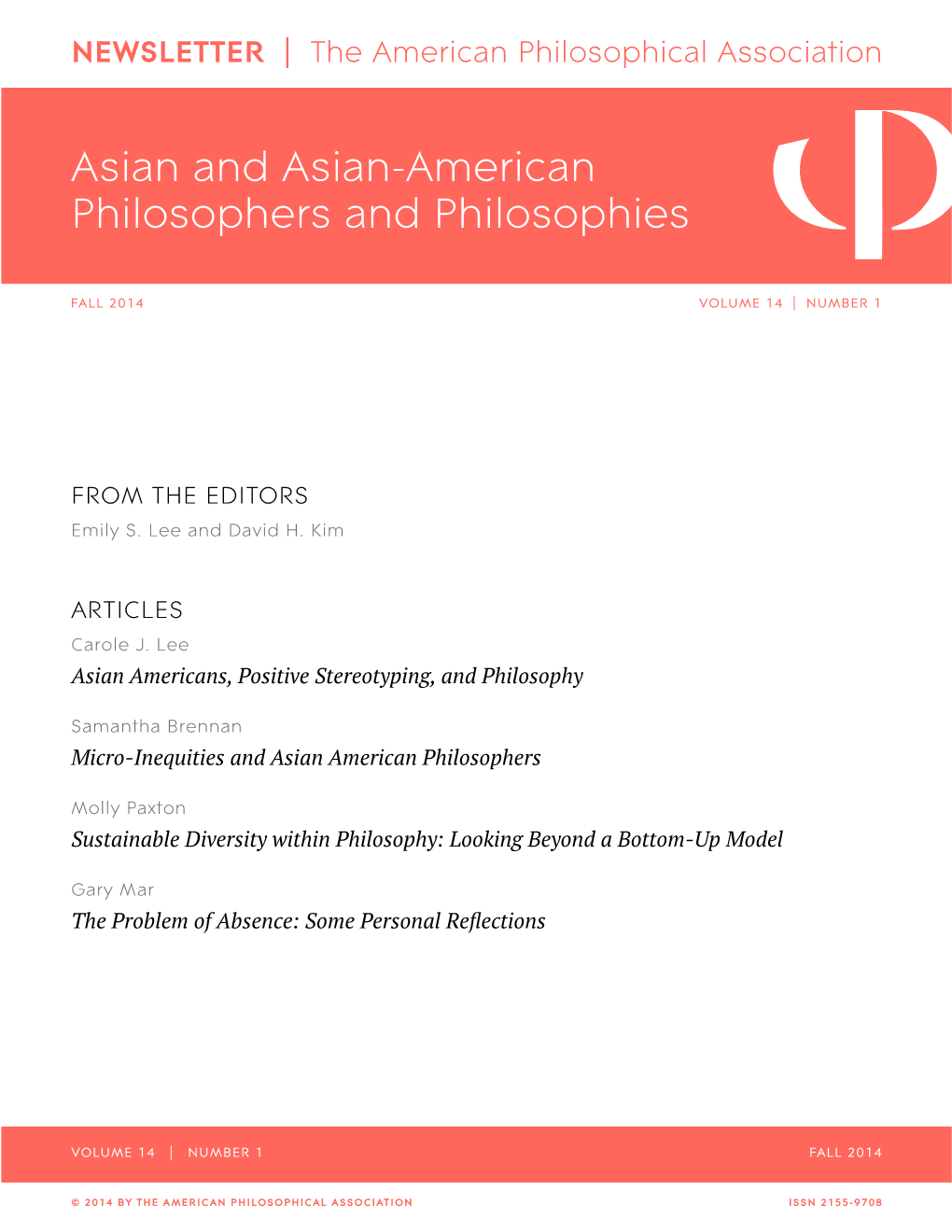 APA Newsletter on Asian and Asian-American Philosopers And