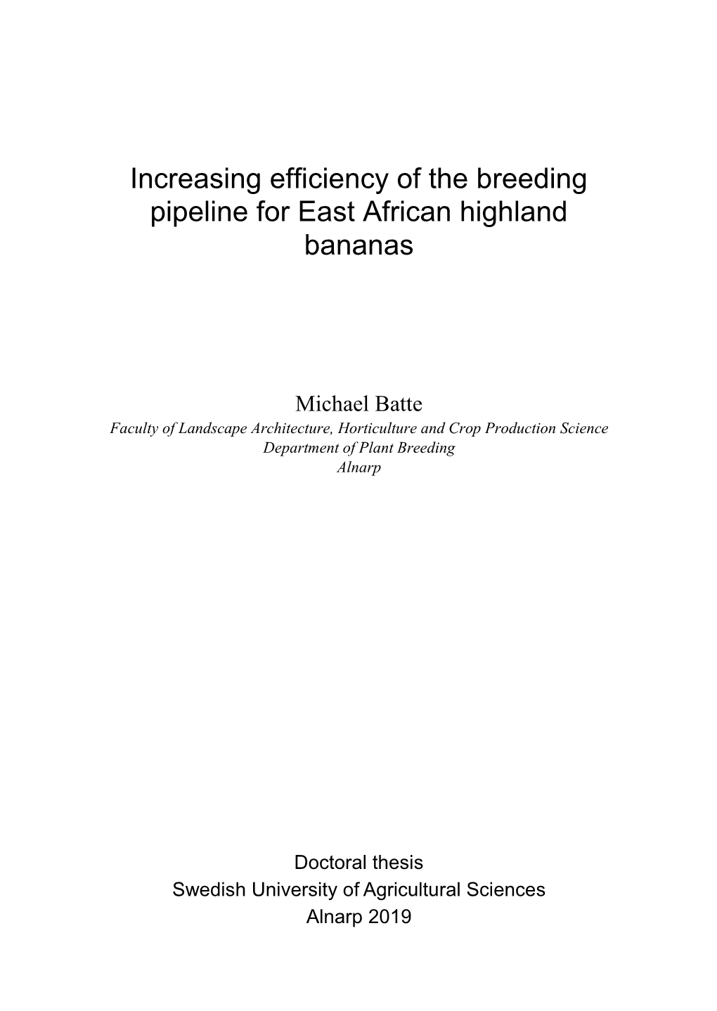 Increasing Efficiency of the Breeding Pipeline for East African Highland Bananas