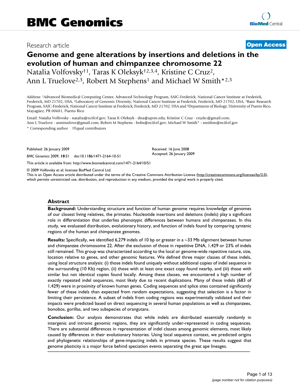 Genome and Gene Alterations by Insertions and Deletions in The